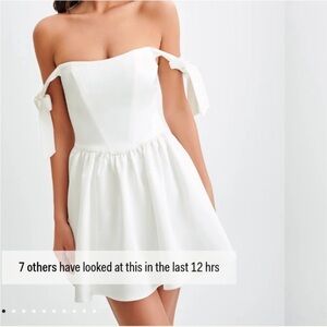 Meshki White Off-Shoulder Tie-Sleeve Mini Dress